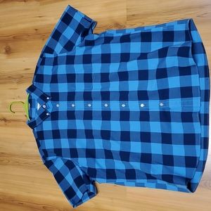 Men's Sonoma button up shirt, shades of blue plaid,size XXL.